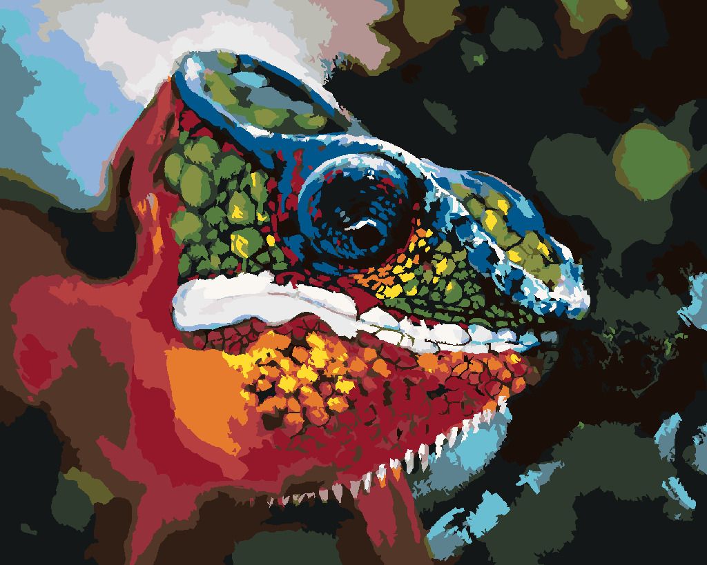 zuty Malování podle čísel - ABSTRAKTNÍ BAREVNÝ CHAMELEÓN - Rozměr: 40x50 cm, Rámování: Varianta: vypnuté plátno na rám - obrázek 4