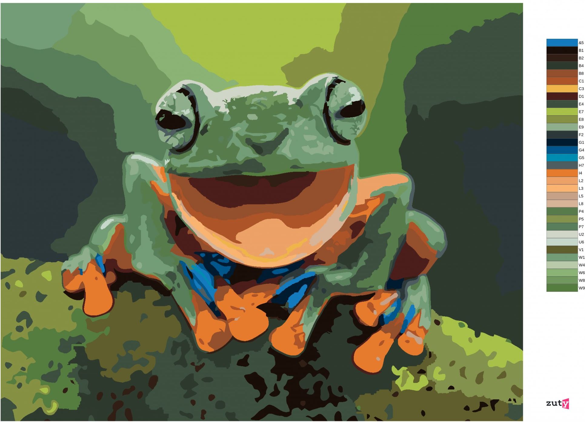 zuty Malování podle čísel - SMĚJÍCÍ SE ŽÁBA - Rozměr: 40x50 cm, Rámování: Varianta: bez rámu a bez vypnutí plátna - obrázek 8