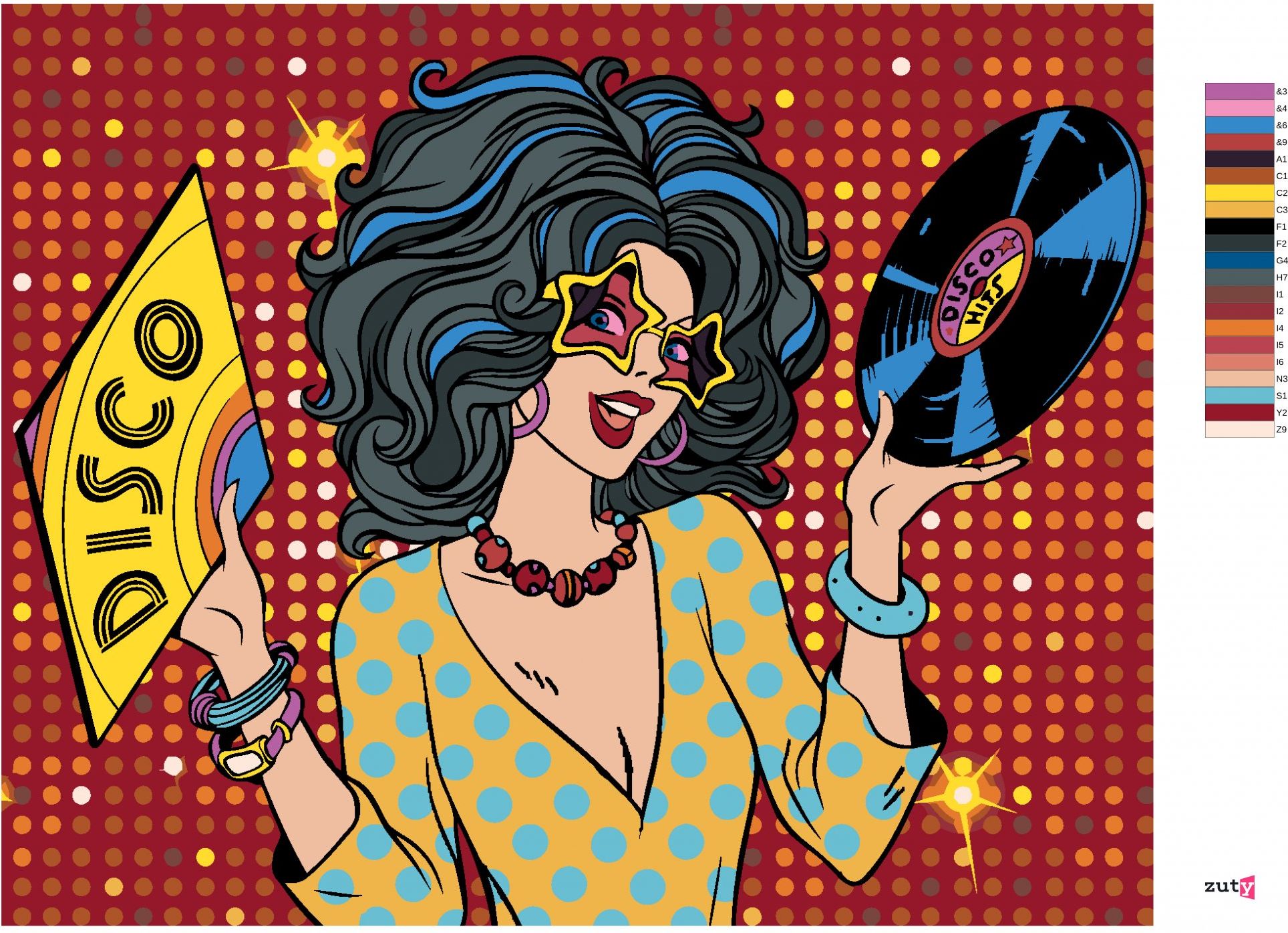 zuty Malování podle čísel - POP-ART DISCO ŽENA - Rozměr: 40x50 cm, Rámování: Varianta: vypnuté plátno na rám - obrázek 10
