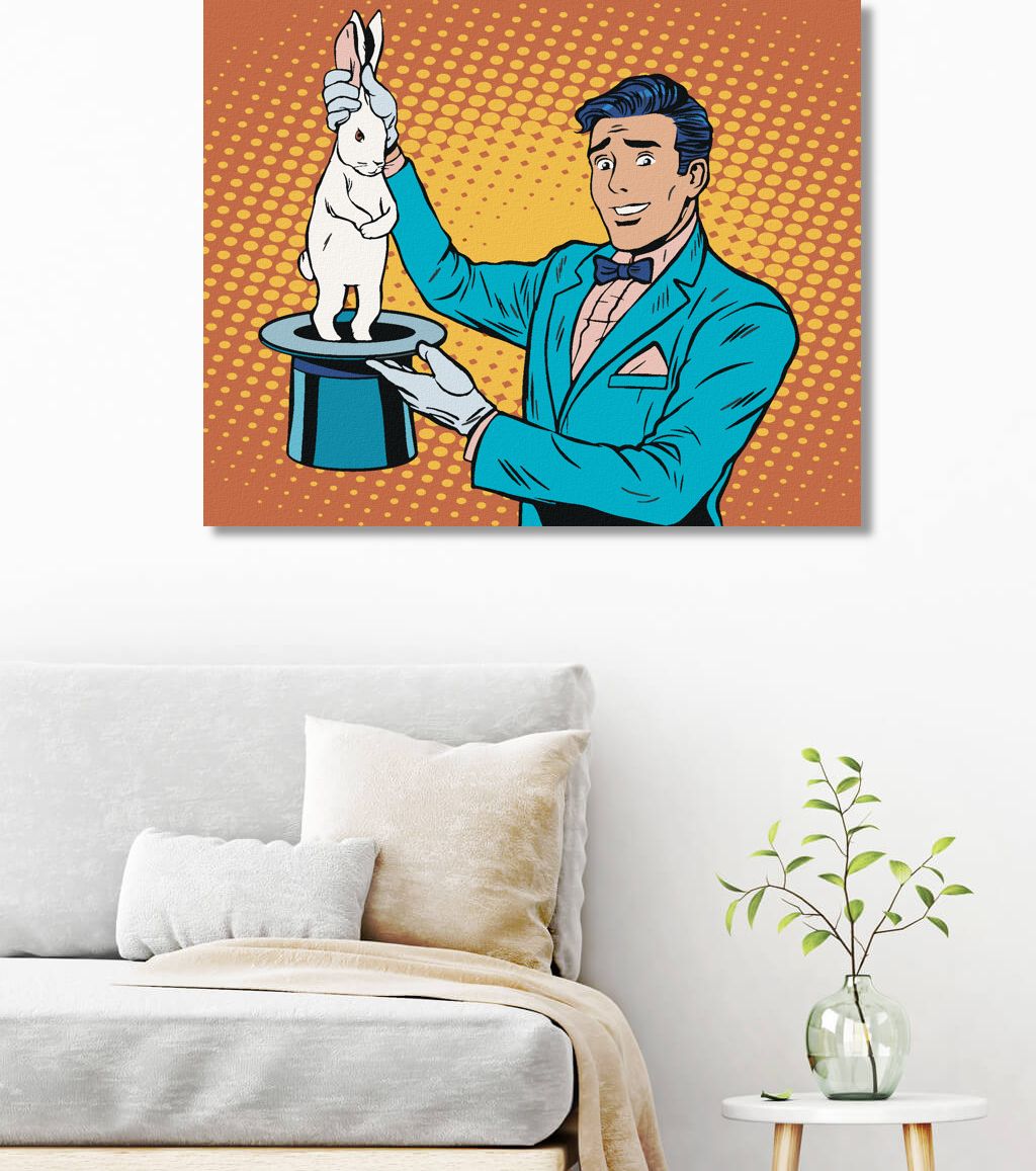 zuty Malování podle čísel - POP-ART KRÁLÍK V KLOBOUKU - Rozměr: 40x50 cm, Rámování: Varianta: bez rámu a bez vypnutí plátna - obrázek 4