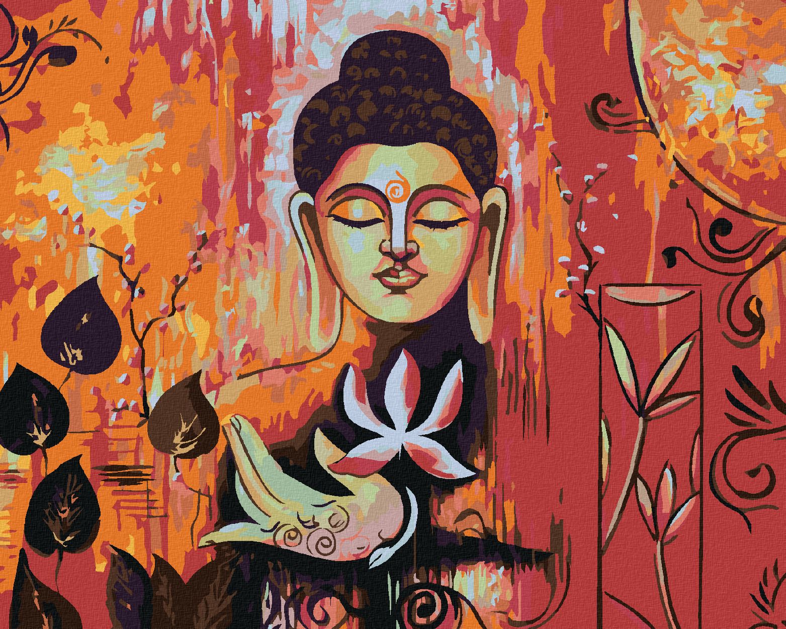 zuty Malování podle čísel - BUDDHA NA ČERVENÉM POZADÍ II - Rozměr: 40x50 cm, Rámování: Varianta: bez rámu a bez vypnutí plátna - obrázek 1