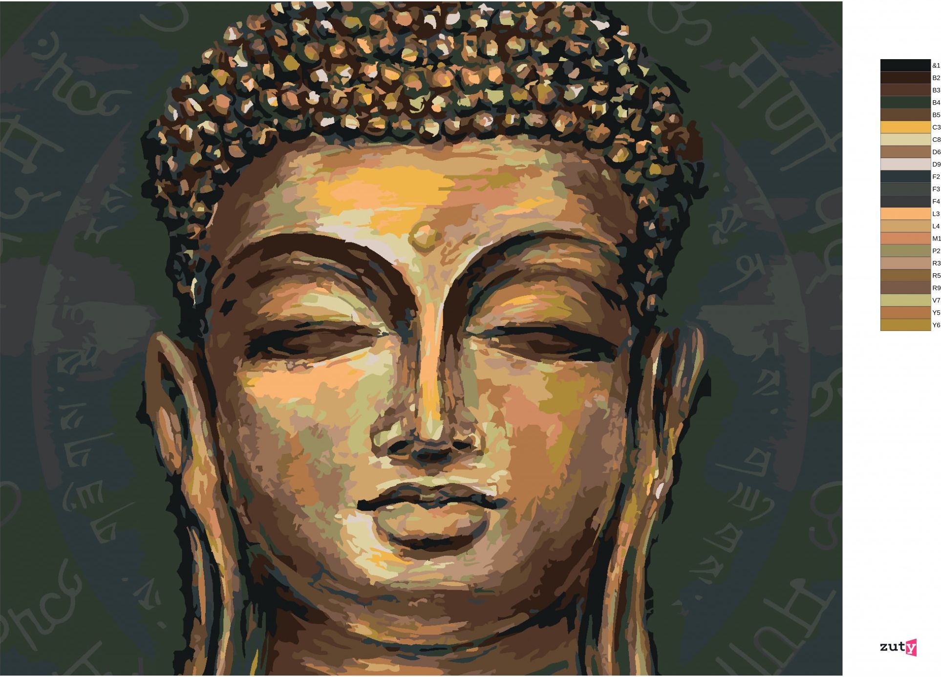 zuty Malování podle čísel - ZLATÝ BUDDHA - Rozměr: 40x50 cm, Rámování: Varianta: bez rámu a bez vypnutí plátna - obrázek 7