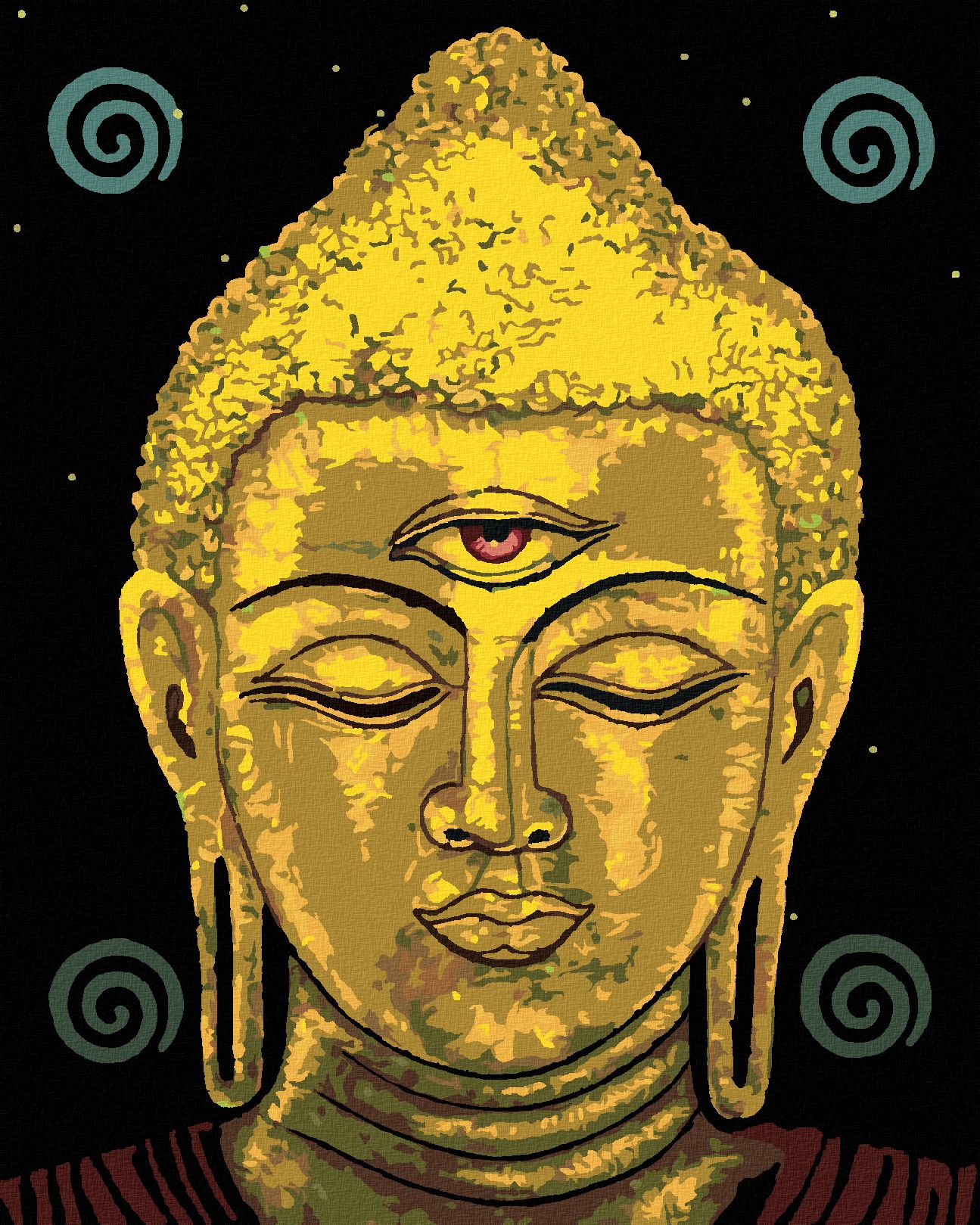 zuty Malování podle čísel - BUDDHA SE TŘETÍM OKEM - Rozměr: 40x50 cm, Rámování: Varianta: vypnuté plátno na rám - obrázek 1