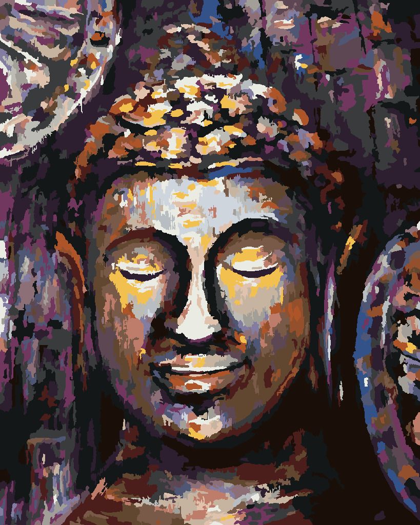 zuty Malování podle čísel - BUDDHA V BARVÁCH - Rozměr: 40x50 cm, Rámování: Varianta: bez rámu a bez vypnutí plátna - obrázek 3