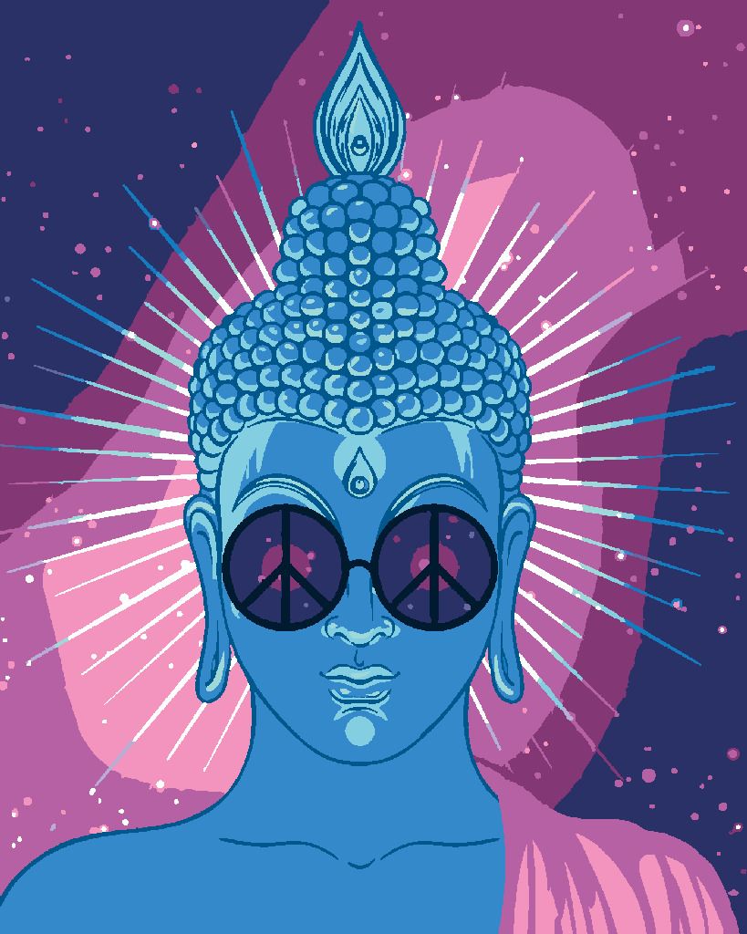 zuty Malování podle čísel - MODRÝ BUDDHA S DUHOVÝMI BRÝLEMI - Rozměr: 40x50 cm, Rámování: Varianta: vypnuté plátno na rám - obrázek 7