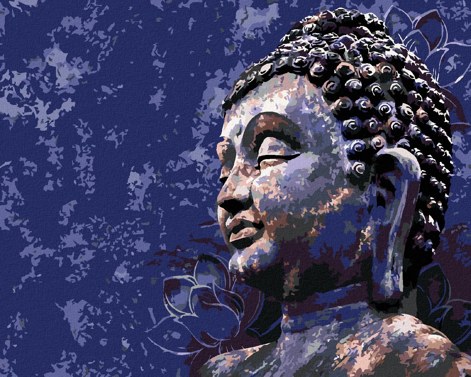 zuty Malování podle čísel - BUDDHA NA MODRÉM POZADÍ - Rozměr: 40x50 cm, Rámování: Varianta: vypnuté plátno na rám - obrázek 1