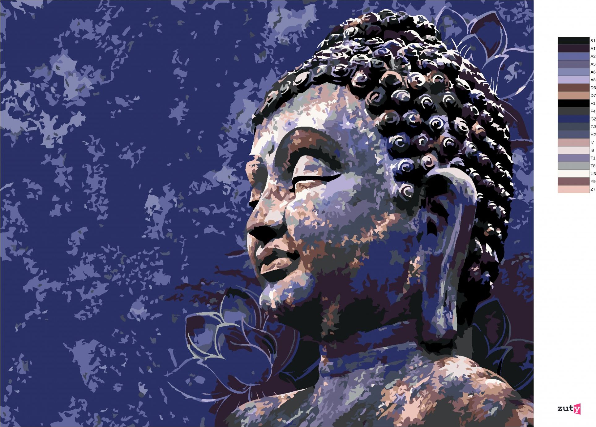 zuty Malování podle čísel - BUDDHA NA MODRÉM POZADÍ - Rozměr: 40x50 cm, Rámování: Varianta: vypnuté plátno na rám - obrázek 5