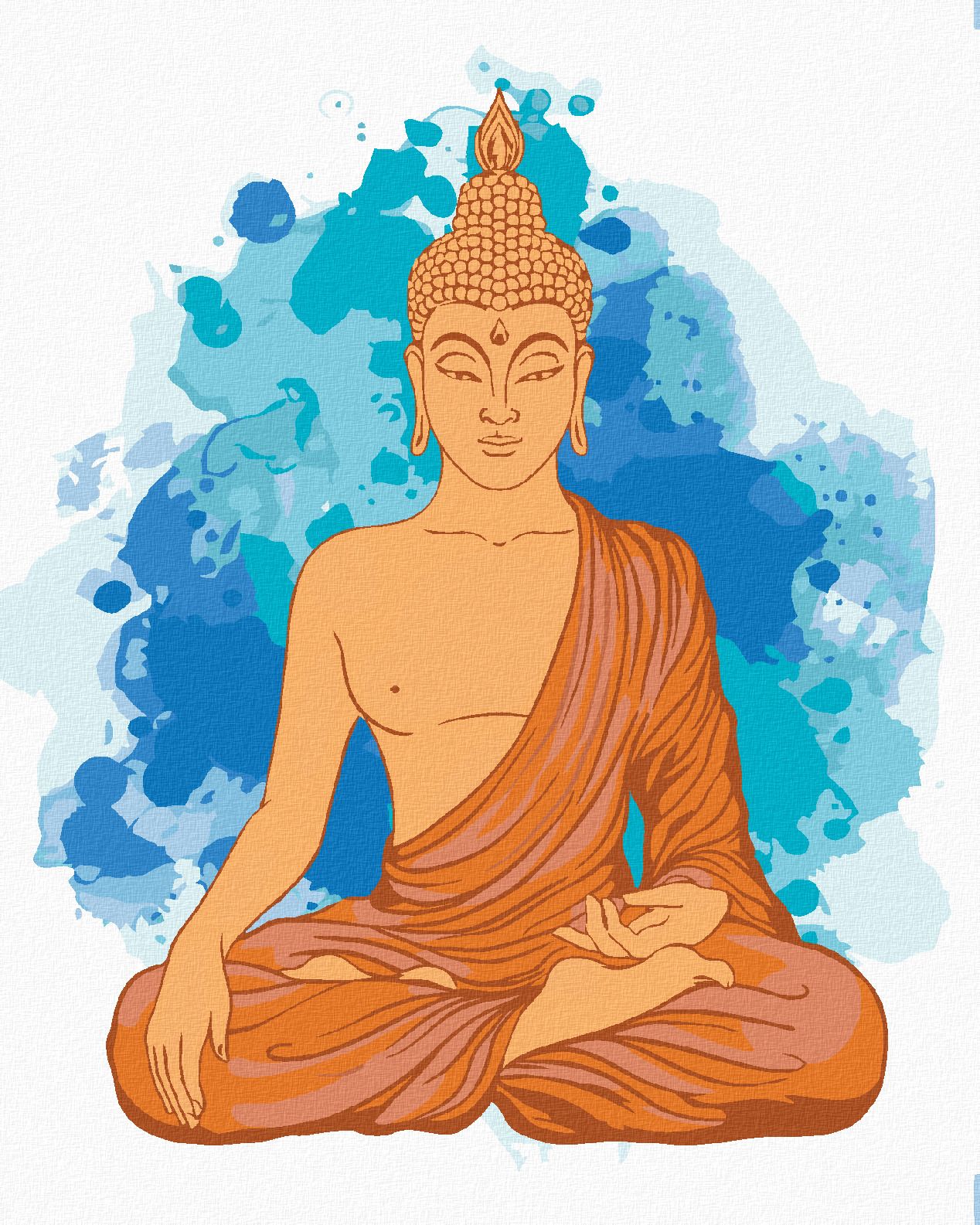 zuty Malování podle čísel - MEDITUJÍCÍ ORANŽOVÝ BUDDHA - Rozměr: 40x50 cm, Rámování: Varianta: vypnuté plátno na rám - obrázek 1