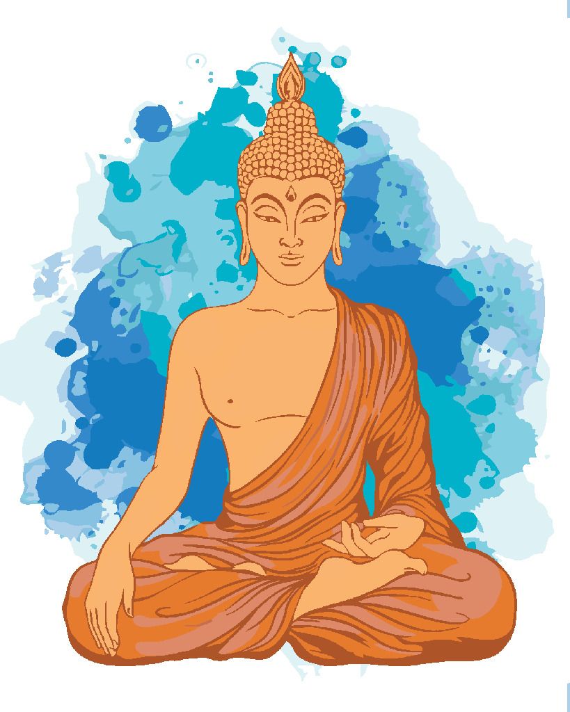 zuty Malování podle čísel - MEDITUJÍCÍ ORANŽOVÝ BUDDHA - Rozměr: 40x50 cm, Rámování: Varianta: vypnuté plátno na rám - obrázek 2