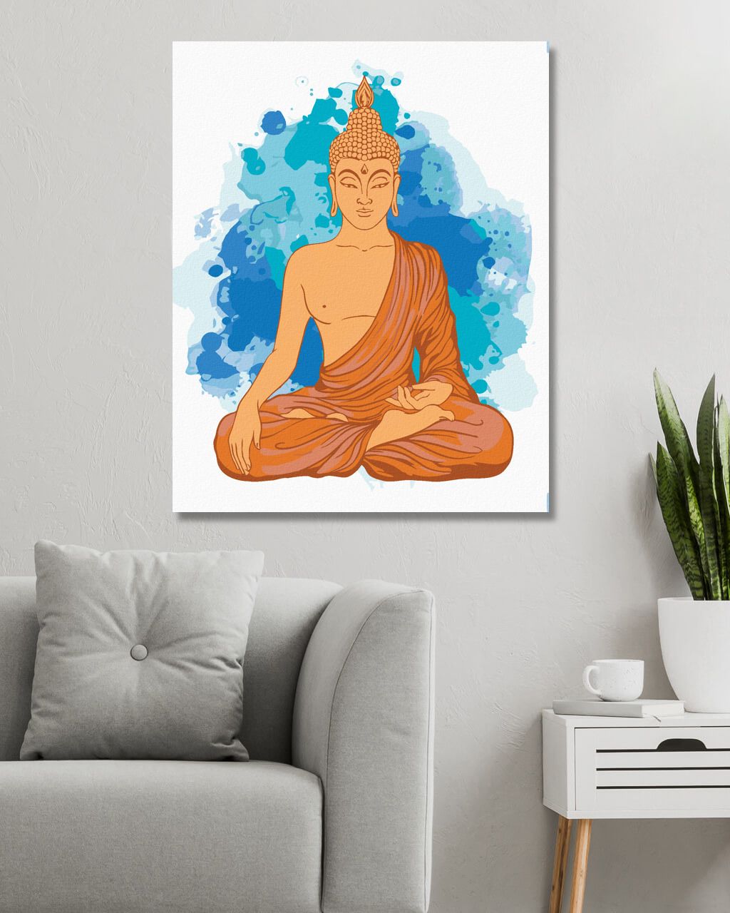 zuty Malování podle čísel - MEDITUJÍCÍ ORANŽOVÝ BUDDHA - Rozměr: 40x50 cm, Rámování: Varianta: vypnuté plátno na rám - obrázek 5