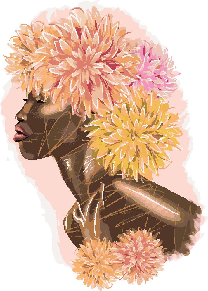 zuty Malování podle čísel - AFRICKÁ ŽENA S BAREVNÝMI KVĚTINAMI - Rozměr: 40x50 cm, Rámování: Varianta: bez rámu a bez vypnutí plátna - obrázek 10