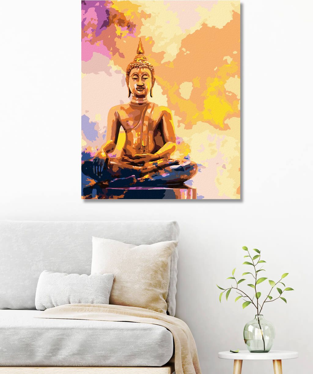zuty Malování podle čísel - ZLATÝ BUDDHA NA BAREVNÉM POZADÍ - Rozměr: 40x50 cm, Rámování: Varianta: bez rámu a bez vypnutí plátna - obrázek 2