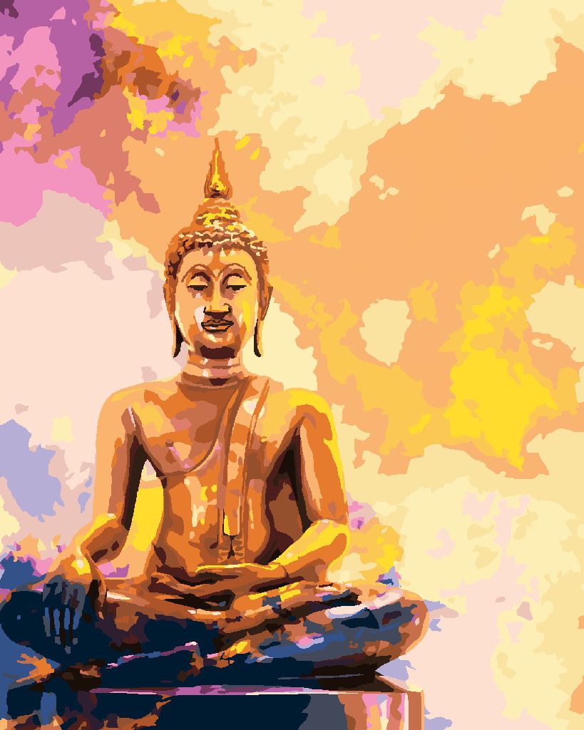 zuty Malování podle čísel - ZLATÝ BUDDHA NA BAREVNÉM POZADÍ - Rozměr: 40x50 cm, Rámování: Varianta: bez rámu a bez vypnutí plátna - obrázek 5