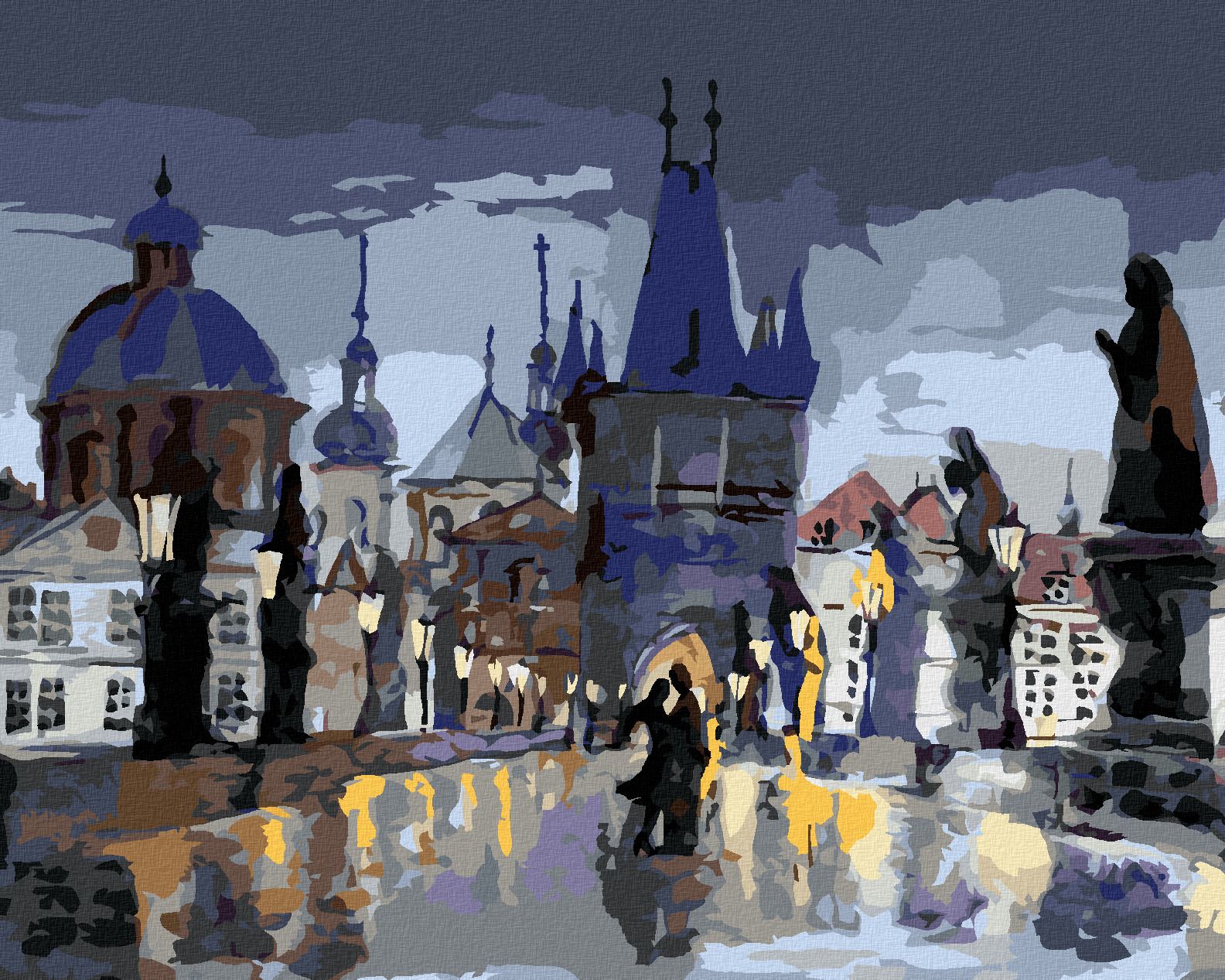 zuty Malování podle čísel - ABSTRAKTNÍ KARLŮV MOST II - Rozměr: 40x50 cm, Rámování: Varianta: vypnuté plátno na rám - obrázek 1