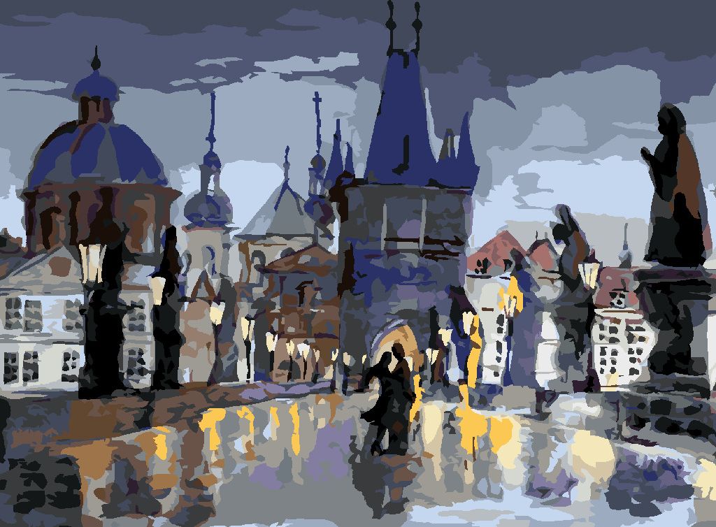 zuty Malování podle čísel - ABSTRAKTNÍ KARLŮV MOST II - Rozměr: 40x50 cm, Rámování: Varianta: vypnuté plátno na rám - obrázek 4