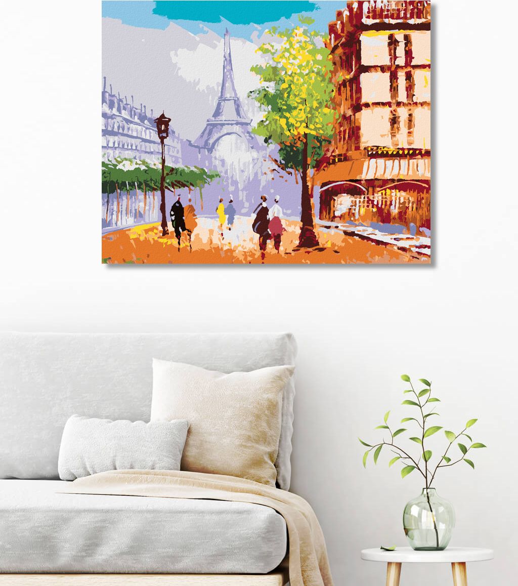 zuty Malování podle čísel - EIFFELOVA VĚŽ V PAŘÍŽI POHLED NA ULICI - Rozměr: 40x50 cm, Rámování: Varianta: vypnuté plátno na rám - obrázek 3