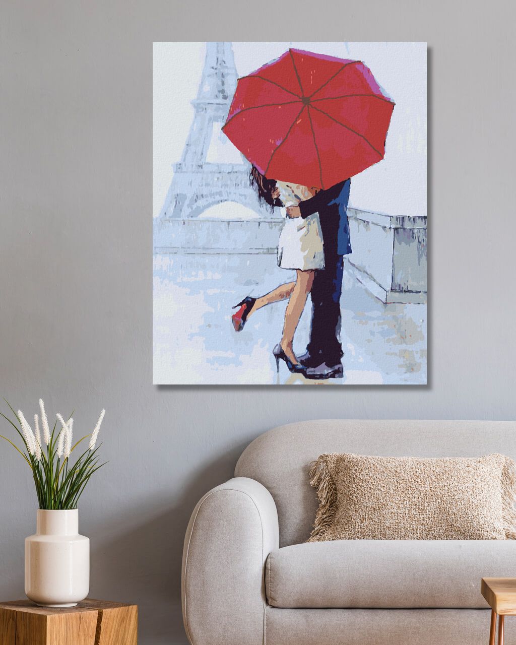 zuty Malování podle čísel - MILENCI V PAŘÍŽI S DEŠTNÍKEM III - Rozměr: 40x50 cm, Rámování: Varianta: vypnuté plátno na rám - obrázek 4