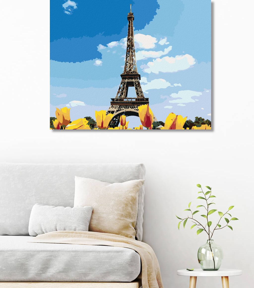 zuty Malování podle čísel - EIFFELOVA VĚŽ A TULIPÁNY - Rozměr: 40x50 cm, Rámování: Varianta: vypnuté plátno na rám - obrázek 5