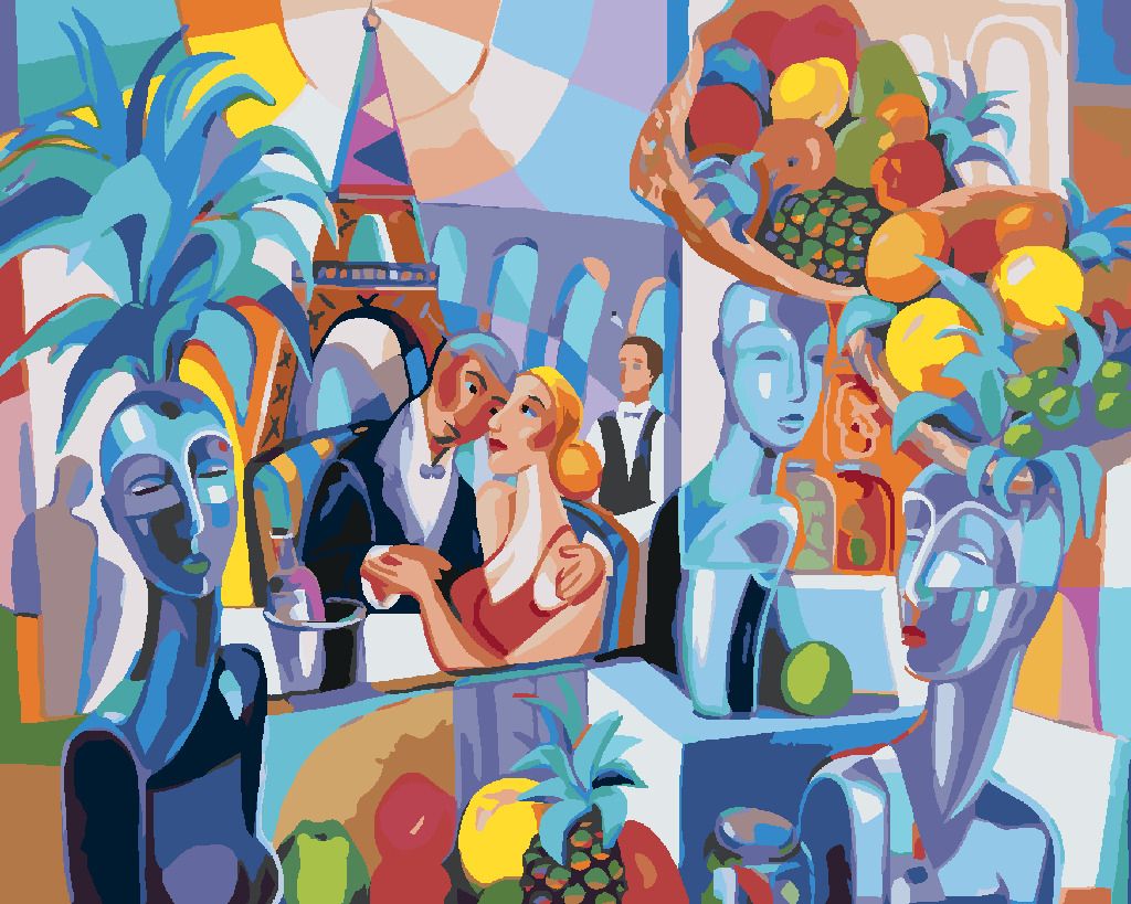 zuty Malování podle čísel - ABSTRAKTNÍ RESTAURACE V PAŘÍŽI - Rozměr: 40x50 cm, Rámování: Varianta: vypnuté plátno na rám - obrázek 7