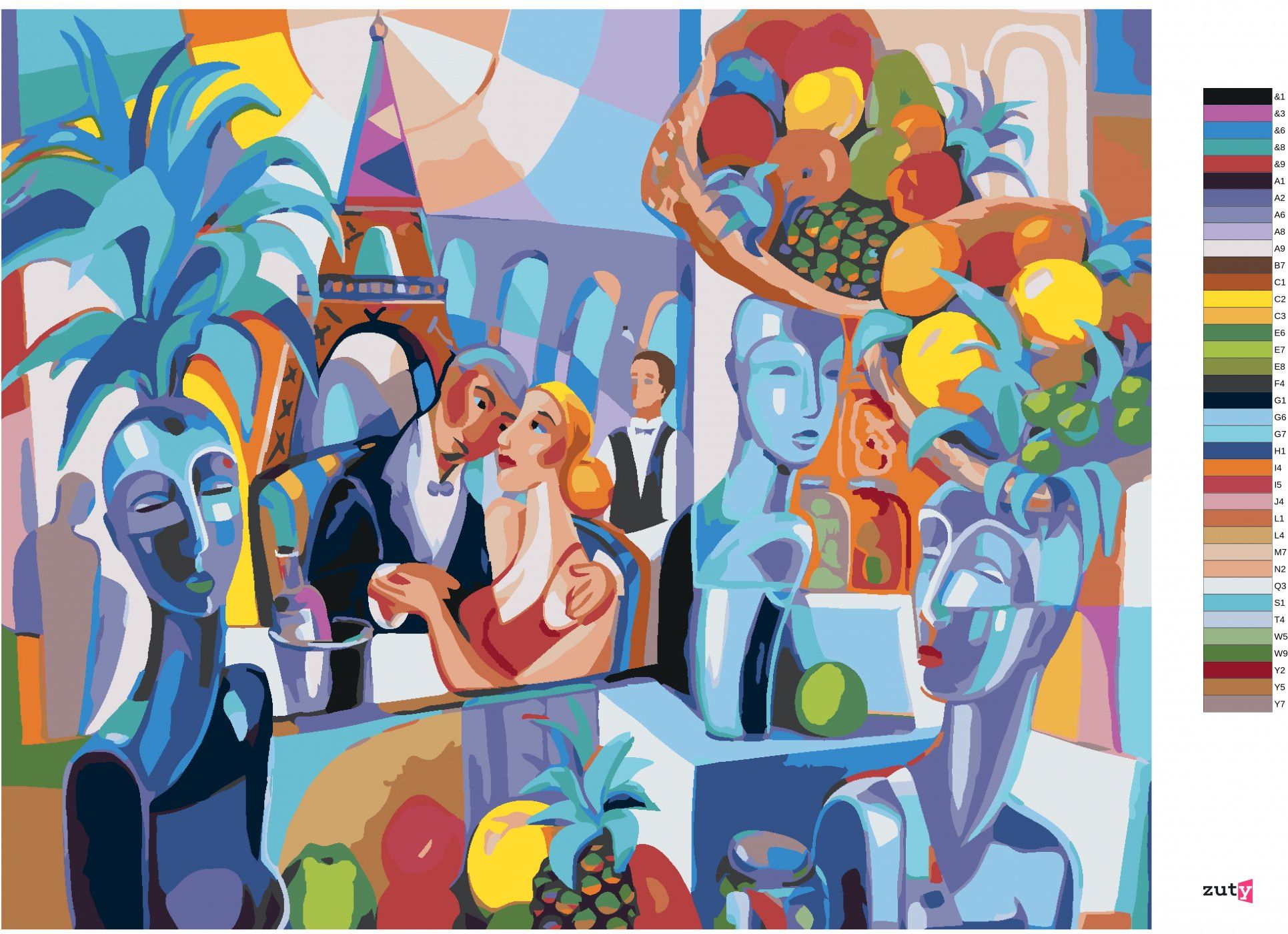 zuty Malování podle čísel - ABSTRAKTNÍ RESTAURACE V PAŘÍŽI - Rozměr: 40x50 cm, Rámování: Varianta: vypnuté plátno na rám - obrázek 9