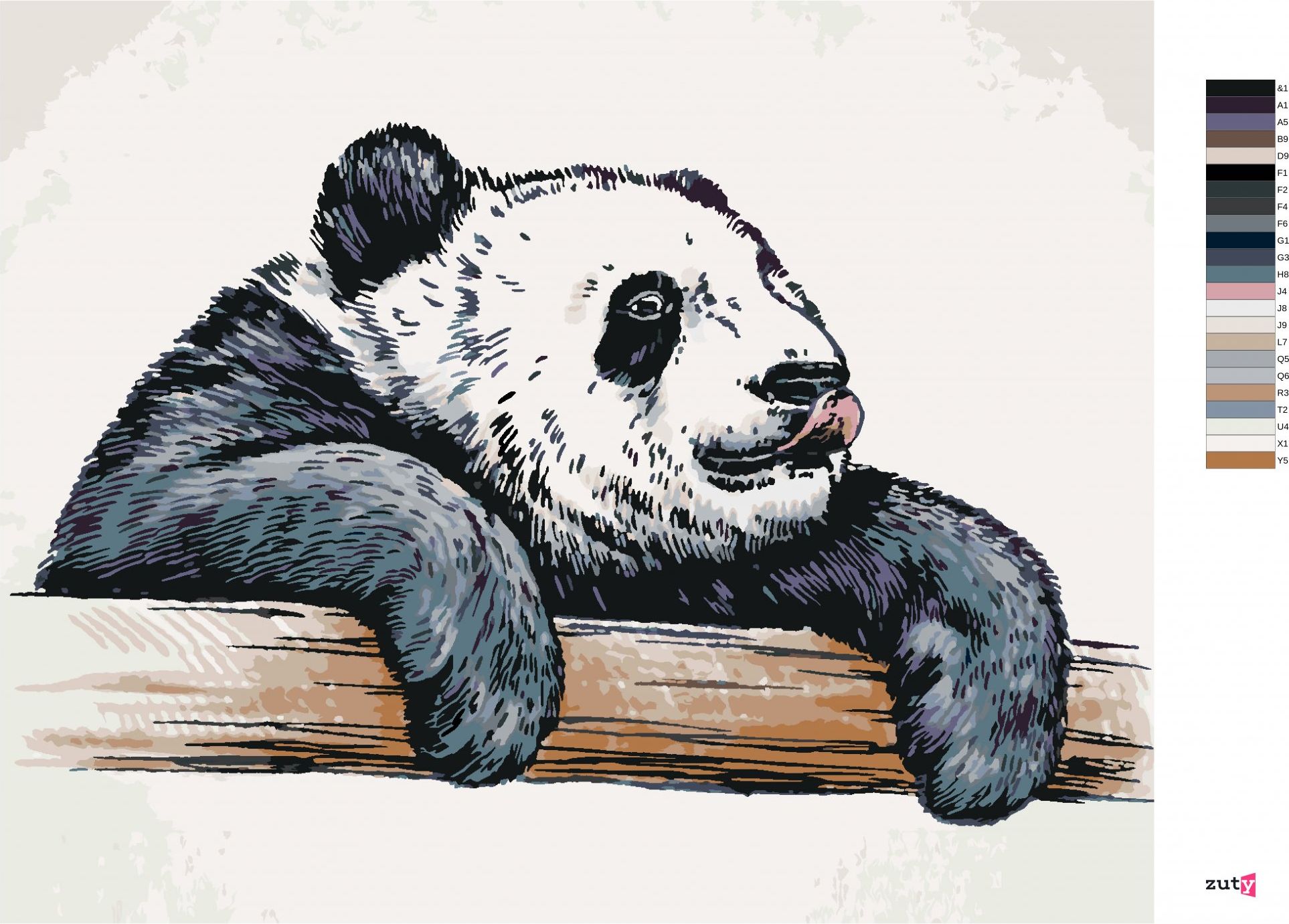 zuty Malování podle čísel - OLIZUJÍCÍ SE PANDA - Rozměr: 40x50 cm, Rámování: Varianta: bez rámu a bez vypnutí plátna - obrázek 5