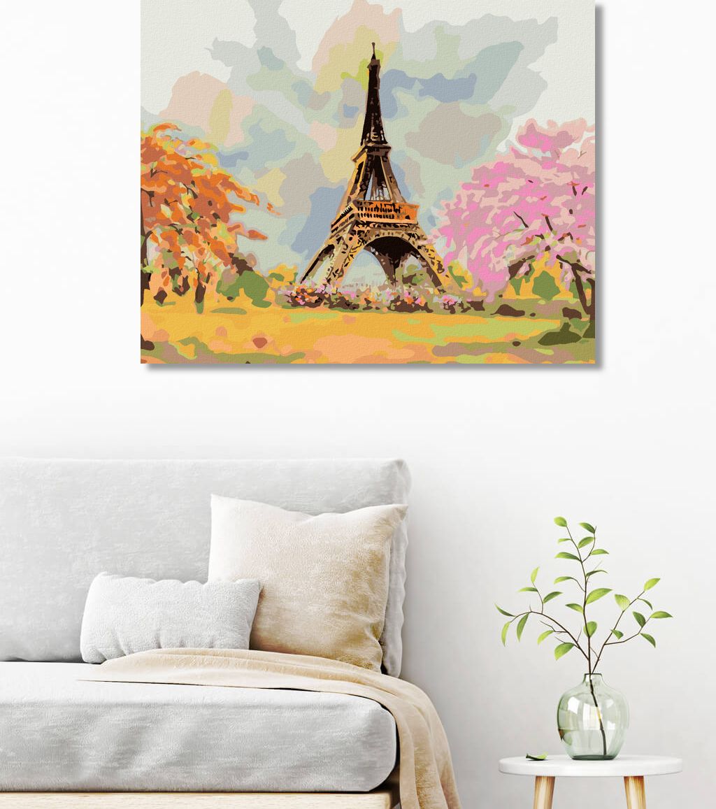 zuty Malování podle čísel - EIFFELOVA VĚŽ A RŮŽOVÝ STROM - Rozměr: 40x50 cm, Rámování: Varianta: vypnuté plátno na rám - obrázek 7