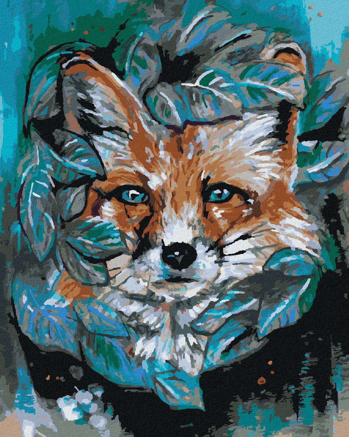 zuty Malování podle čísel - LIŠKA S LISTY - Rozměr: 40x50 cm, Rámování: Varianta: vypnuté plátno na rám - obrázek 1