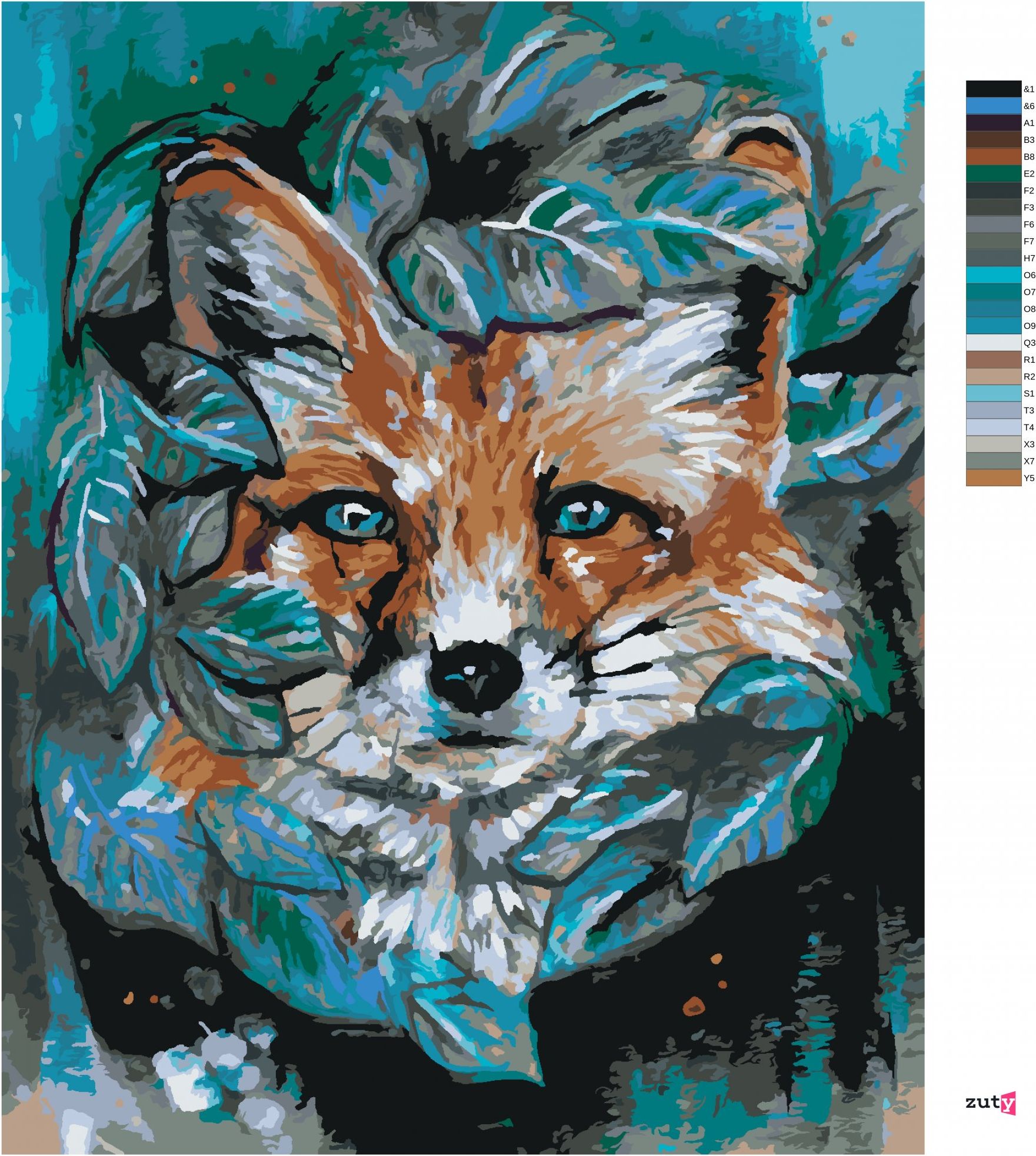 zuty Malování podle čísel - LIŠKA S LISTY - Rozměr: 40x50 cm, Rámování: Varianta: vypnuté plátno na rám - obrázek 2