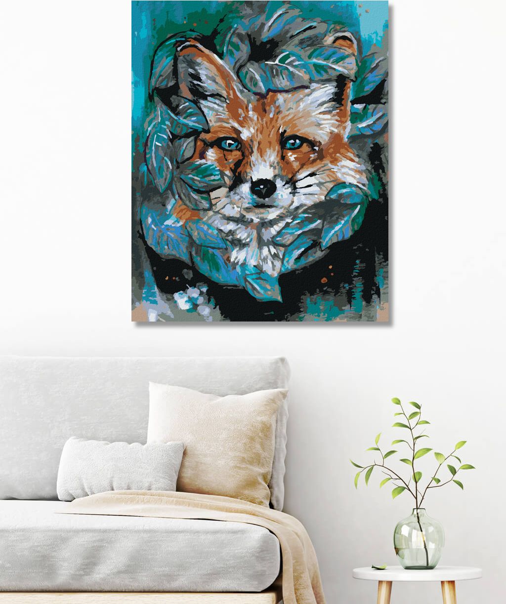 zuty Malování podle čísel - LIŠKA S LISTY - Rozměr: 40x50 cm, Rámování: Varianta: vypnuté plátno na rám - obrázek 3