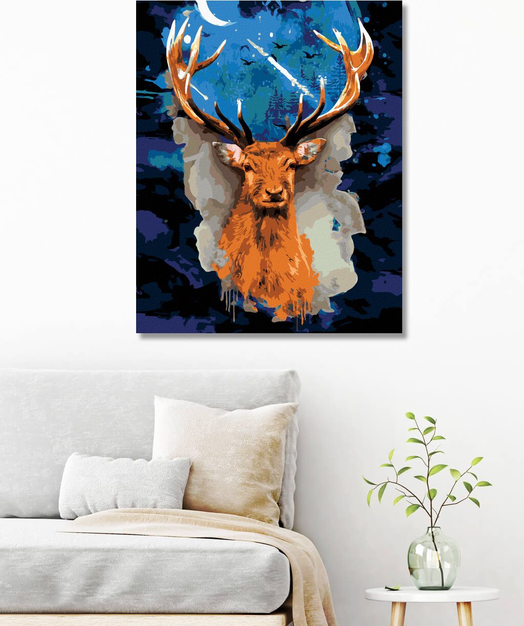 zuty Malování podle čísel - JELEN S TEMNOU GALAXIÍ - Rozměr: 40x50 cm, Rámování: Varianta: vypnuté plátno na rám - obrázek 7