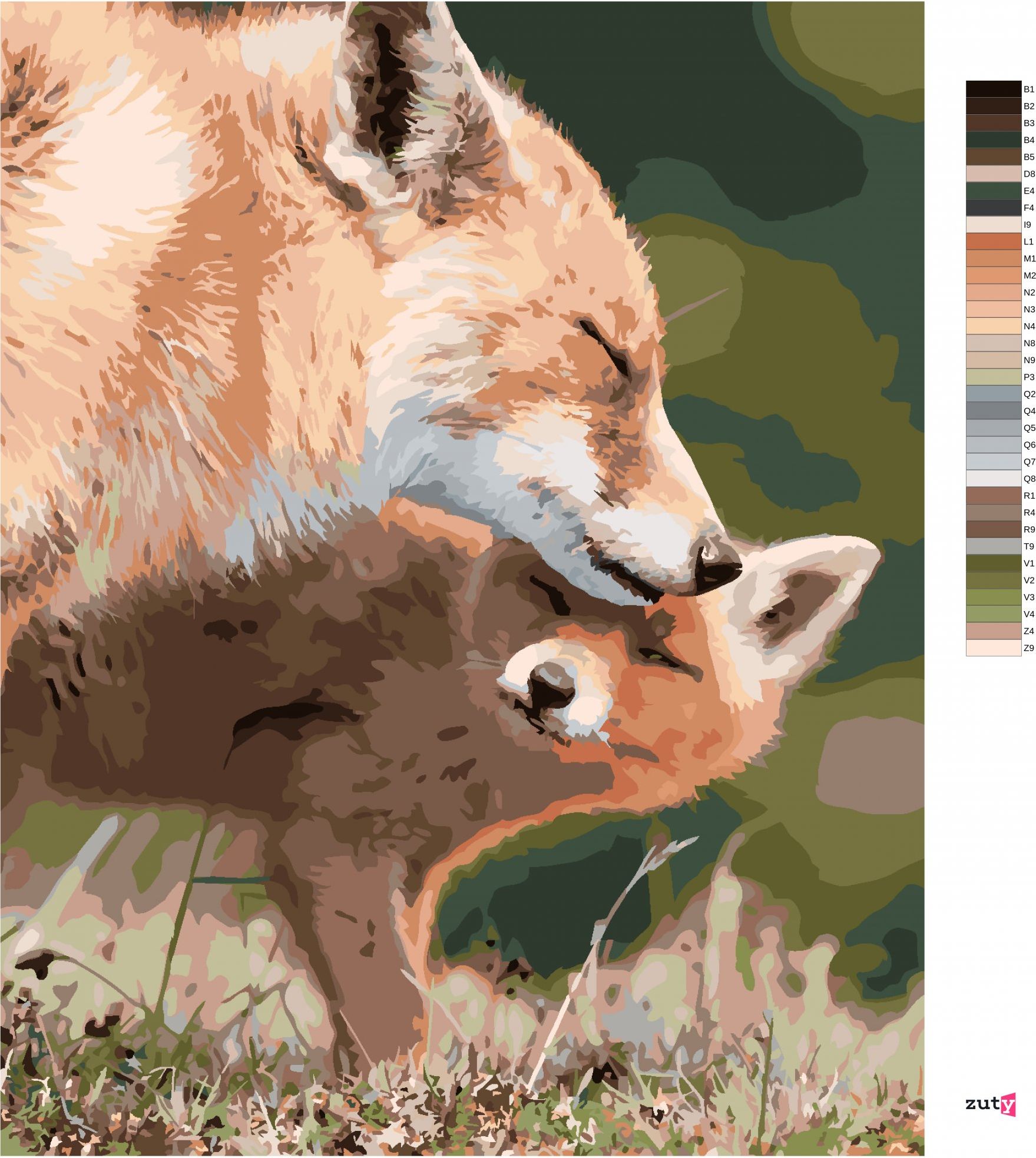 zuty Malování podle čísel - LIŠKA A MLÁDĚ - Rozměr: 40x50 cm, Rámování: Varianta: bez rámu a bez vypnutí plátna - obrázek 4