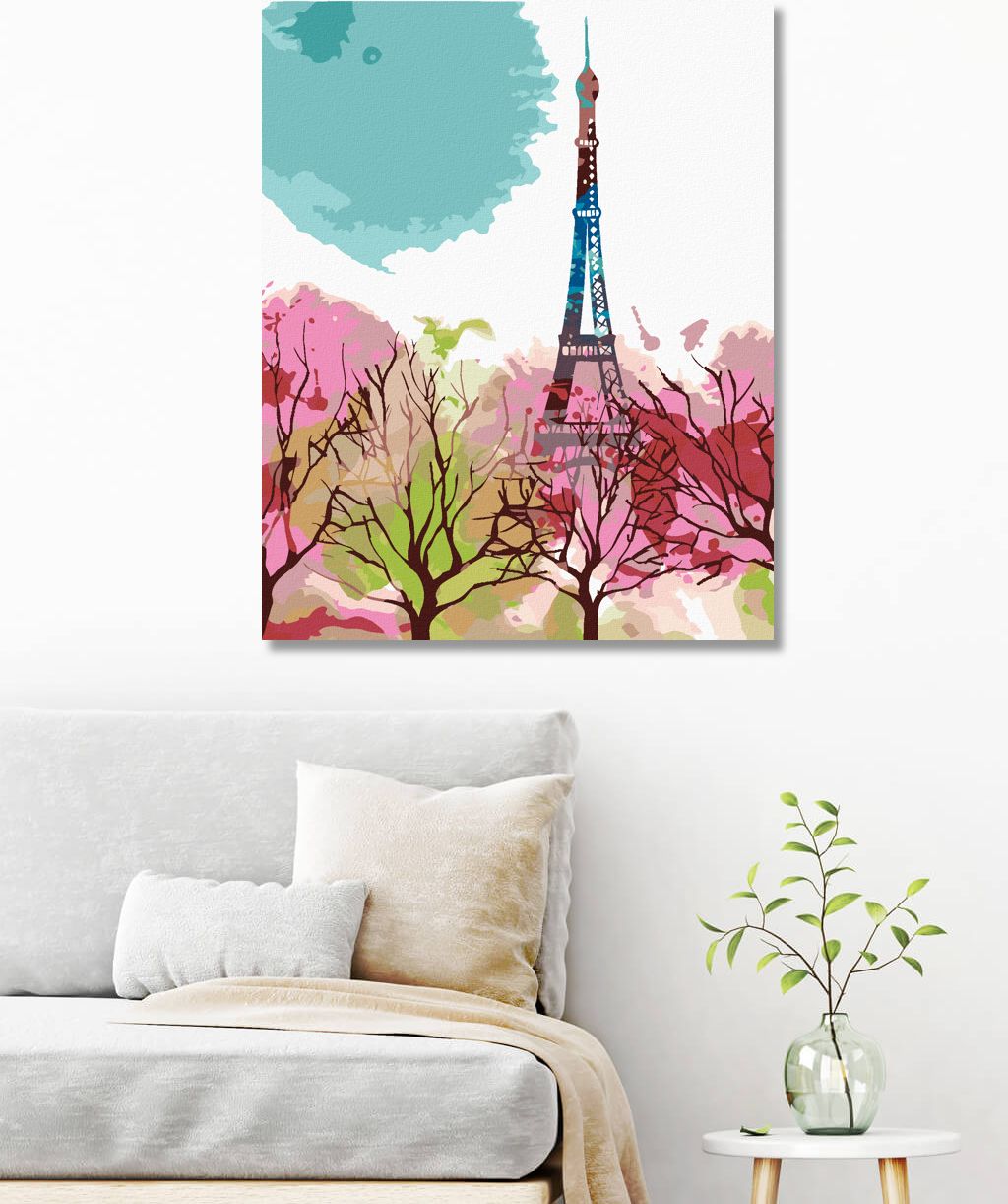 zuty Malování podle čísel - ABSTRAKTNÍ EIFFELOVA VĚŽ A STROMY - Rozměr: 40x50 cm, Rámování: Varianta: bez rámu a bez vypnutí plátna - obrázek 9