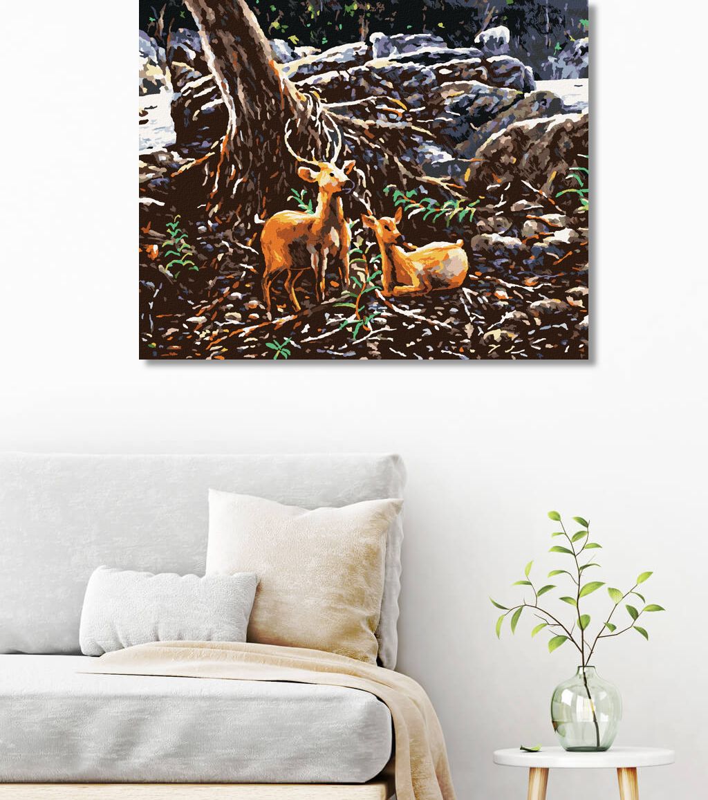 zuty Malování podle čísel - DVA JELENI V LESE - Rozměr: 40x50 cm, Rámování: Varianta: vypnuté plátno na rám - obrázek 8