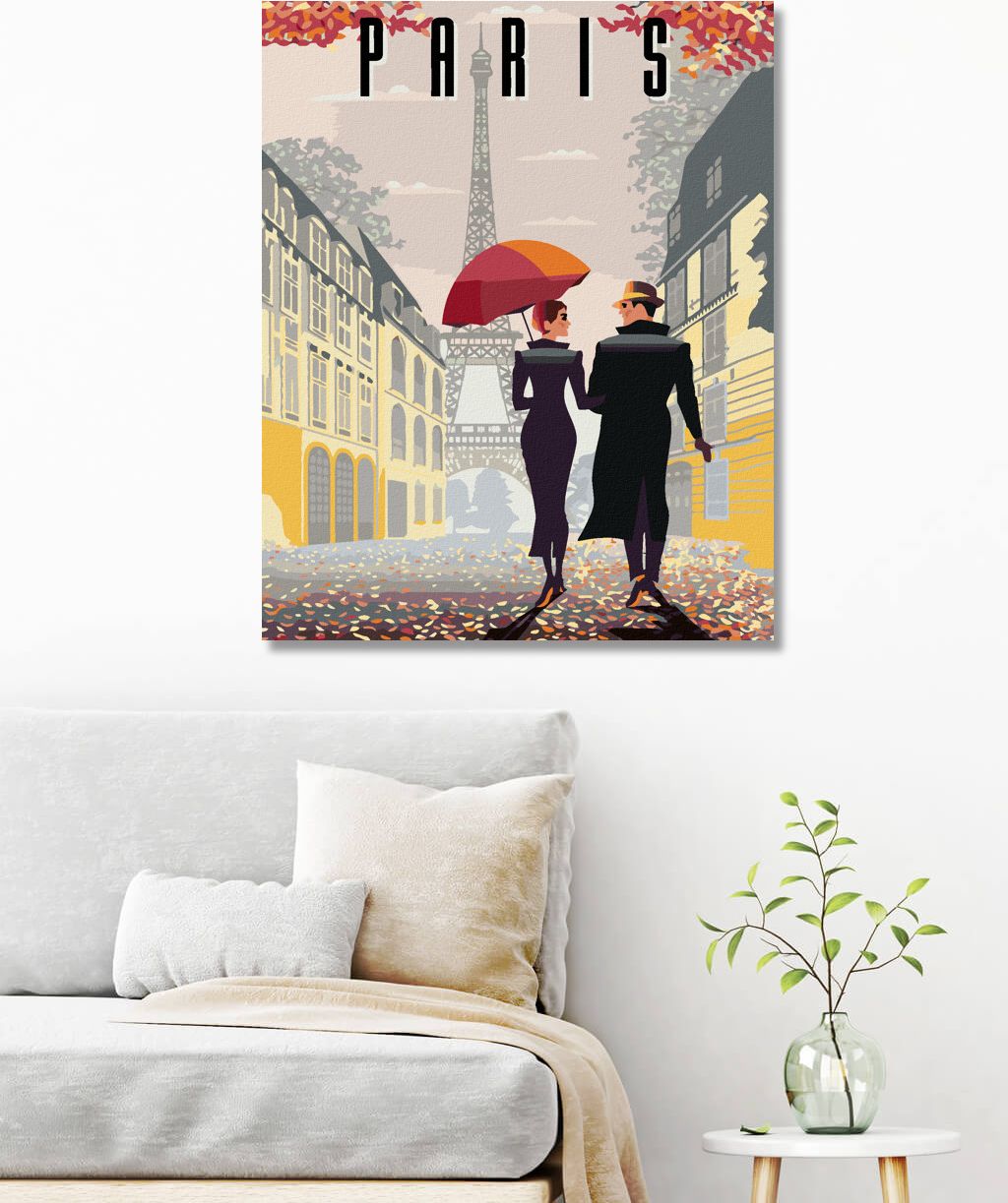 zuty Malování podle čísel - PÁR S DEŠTNÍKEM A EIFFELOVA VĚŽ - Rozměr: 40x50 cm, Rámování: Varianta: vypnuté plátno na rám - obrázek 6