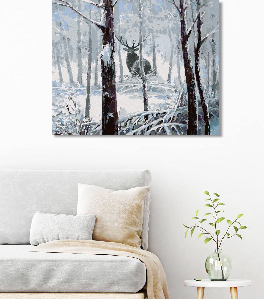 zuty Malování podle čísel - JELEN V ZASNĚŽENÉM LESE - Rozměr: 40x50 cm, Rámování: Varianta: bez rámu a bez vypnutí plátna - obrázek 9