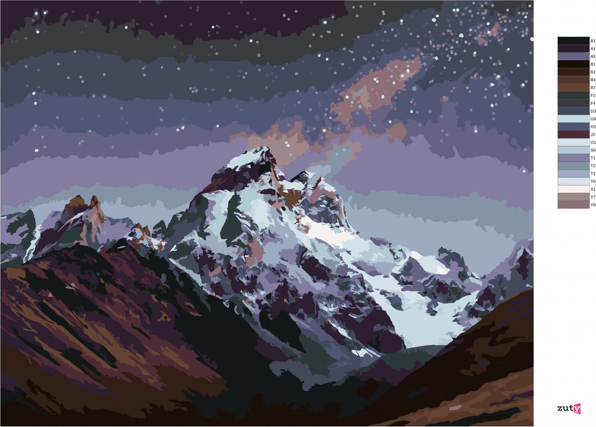 zuty Malování podle čísel - FANTASTICKÁ HVĚZDNÁ OBLOHA - Rozměr: 40x50 cm, Rámování: Varianta: bez rámu a bez vypnutí plátna - obrázek 7
