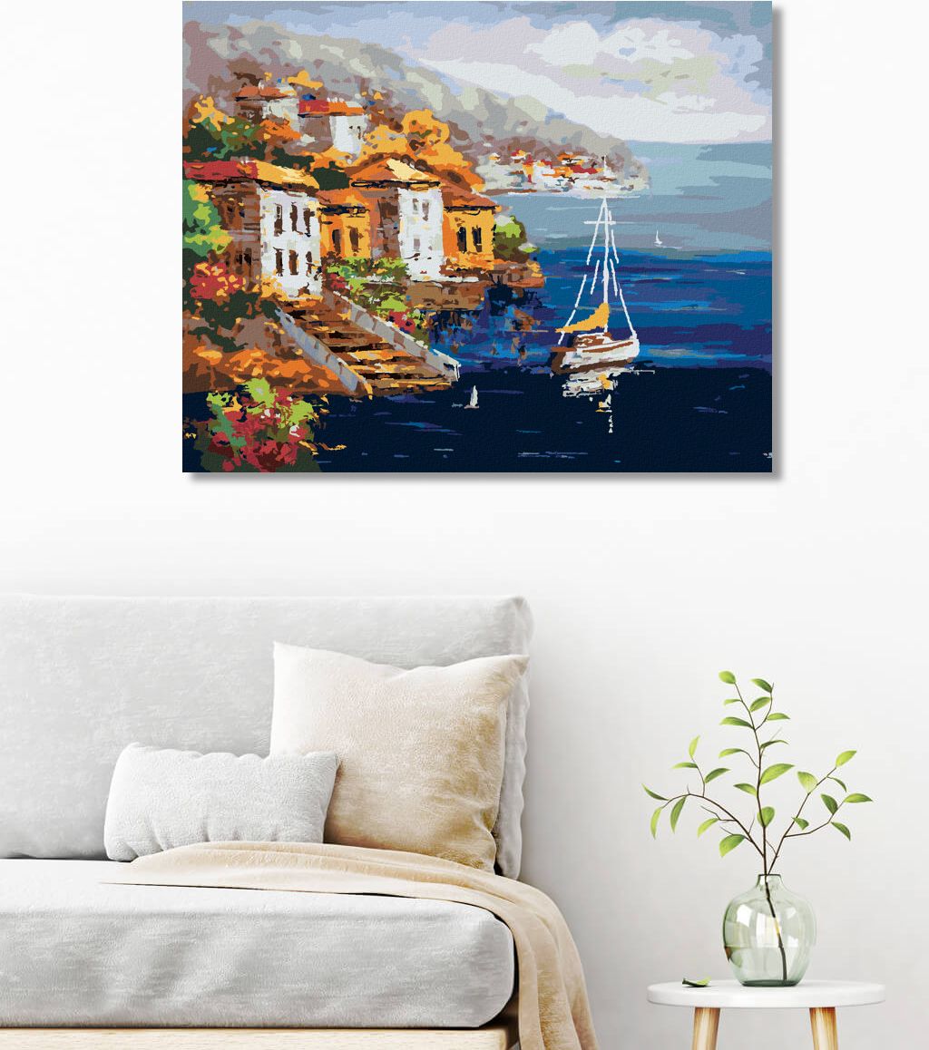 zuty Malování podle čísel - VÝHLED NA PŘÍSTAV V ŘECKU - Rozměr: 40x50 cm, Rámování: Varianta: bez rámu a bez vypnutí plátna - obrázek 10