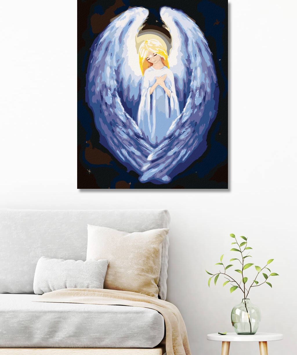zuty Malování podle čísel - ANDĚL S VELKÝMI KŘIDLY - Rozměr: 40x50 cm, Rámování: Varianta: bez rámu a bez vypnutí plátna - obrázek 3