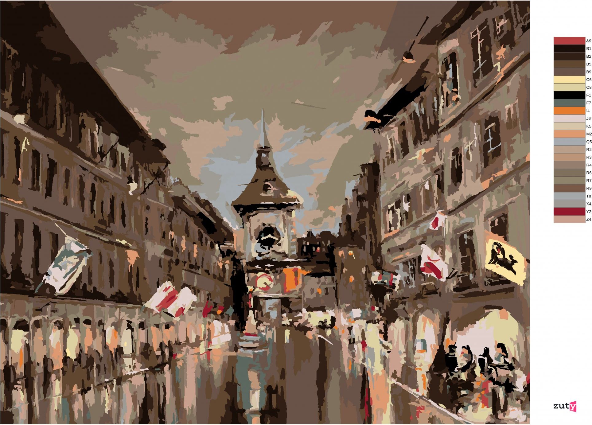 zuty Malování podle čísel - KRAMGASSOVÁ ULICE V PODVEČER - Rozměr: 40x50 cm, Rámování: Varianta: bez rámu a bez vypnutí plátna - obrázek 7