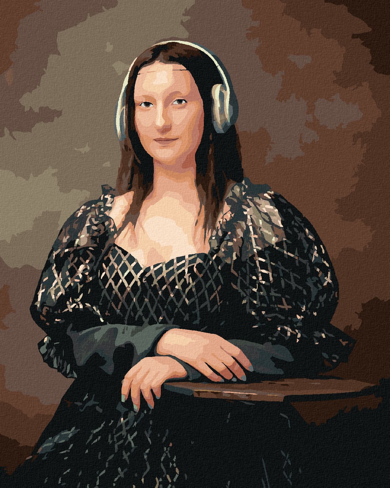zuty Malování podle čísel - MONA LISA SE SLUCHÁTKY - Rozměr: 40x50 cm, Rámování: Varianta: bez rámu a bez vypnutí plátna - obrázek 1