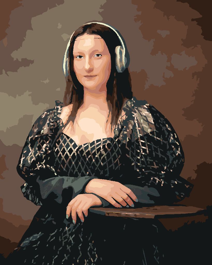 zuty Malování podle čísel - MONA LISA SE SLUCHÁTKY - Rozměr: 40x50 cm, Rámování: Varianta: bez rámu a bez vypnutí plátna - obrázek 8