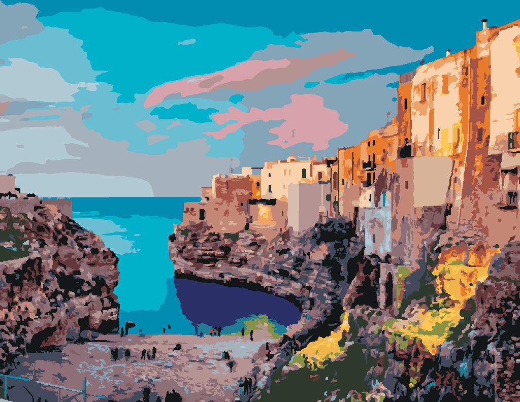 zuty Malování podle čísel - JARNÍ PANORAMA MĚSTA POLIGNANO - Rozměr: 40x50 cm, Rámování: Varianta: bez rámu a bez vypnutí plátna - obrázek 10