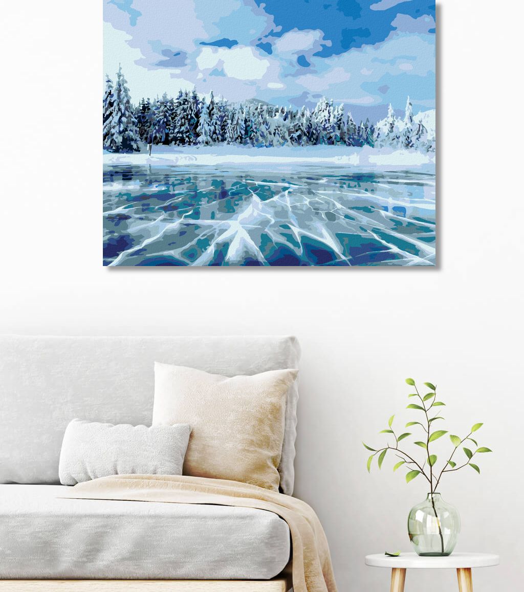 zuty Malování podle čísel - ZAMRZLÉ JEZERO V HORÁCH - Rozměr: 40x50 cm, Rámování: Varianta: bez rámu a bez vypnutí plátna - obrázek 10