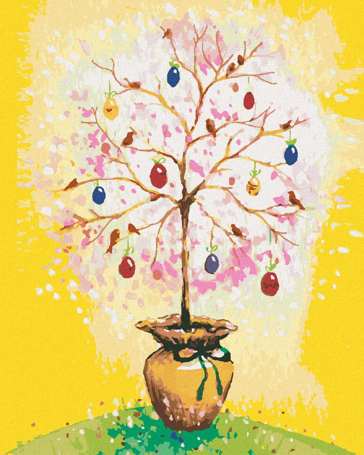zuty Malování podle čísel - VELIKONOČNÍ STROM S VAJÍČKY - Rozměr: 40x50 cm, Rámování: Varianta: bez rámu a bez vypnutí plátna - obrázek 1