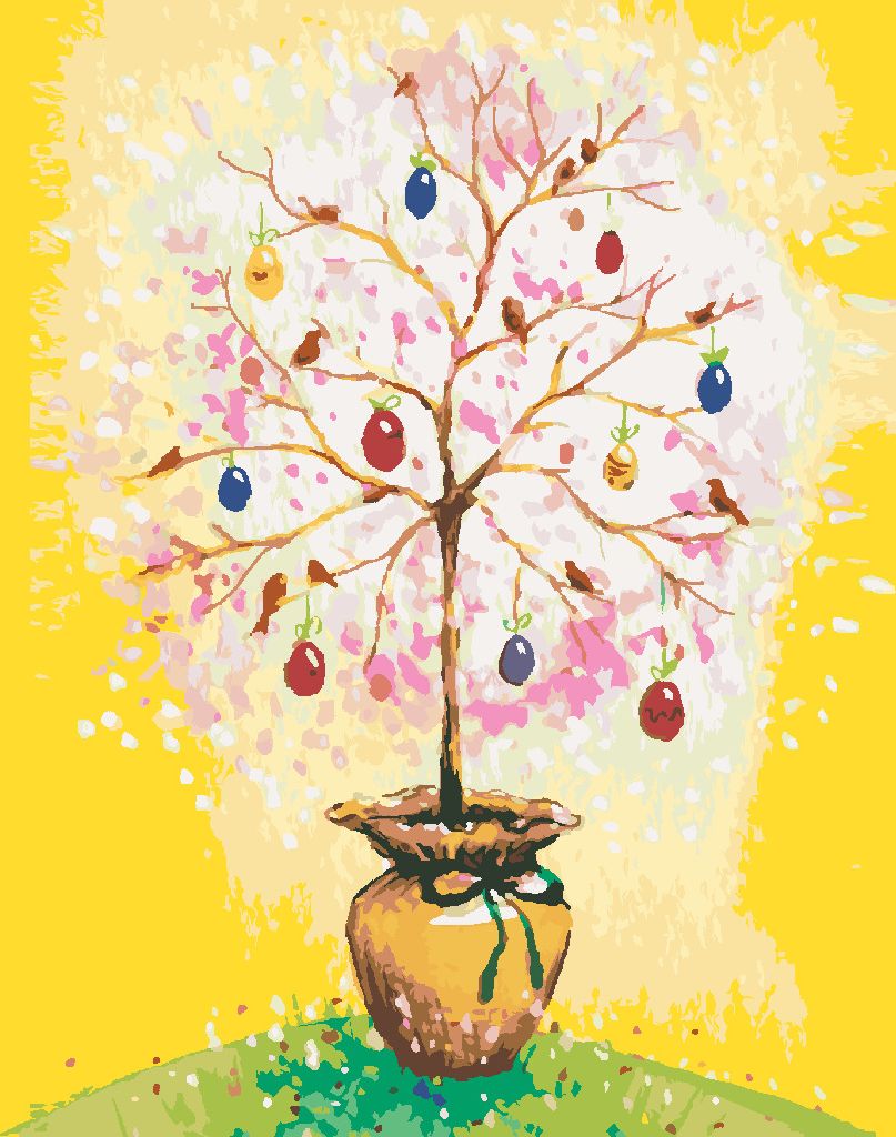 zuty Malování podle čísel - VELIKONOČNÍ STROM S VAJÍČKY - Rozměr: 40x50 cm, Rámování: Varianta: bez rámu a bez vypnutí plátna - obrázek 5