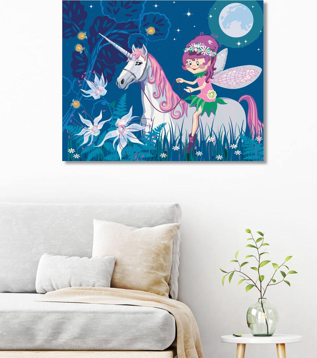 zuty Malování podle čísel - MALÁ VÍLA A JEDNOROŽEC - Rozměr: 40x50 cm, Rámování: Varianta: bez rámu a bez vypnutí plátna - obrázek 10
