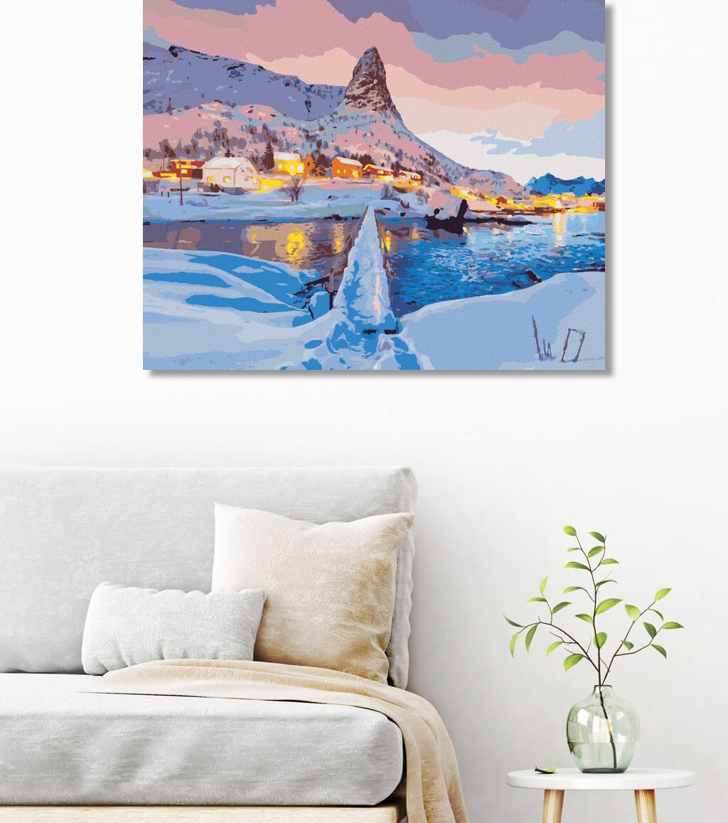 zuty Malování podle čísel - ZÁPAD SLUNCE NA VRCHOLKU HAMMARSKAFTET - Rozměr: 40x50 cm, Rámování: Varianta: bez rámu a bez vypnutí plátna - obrázek 4