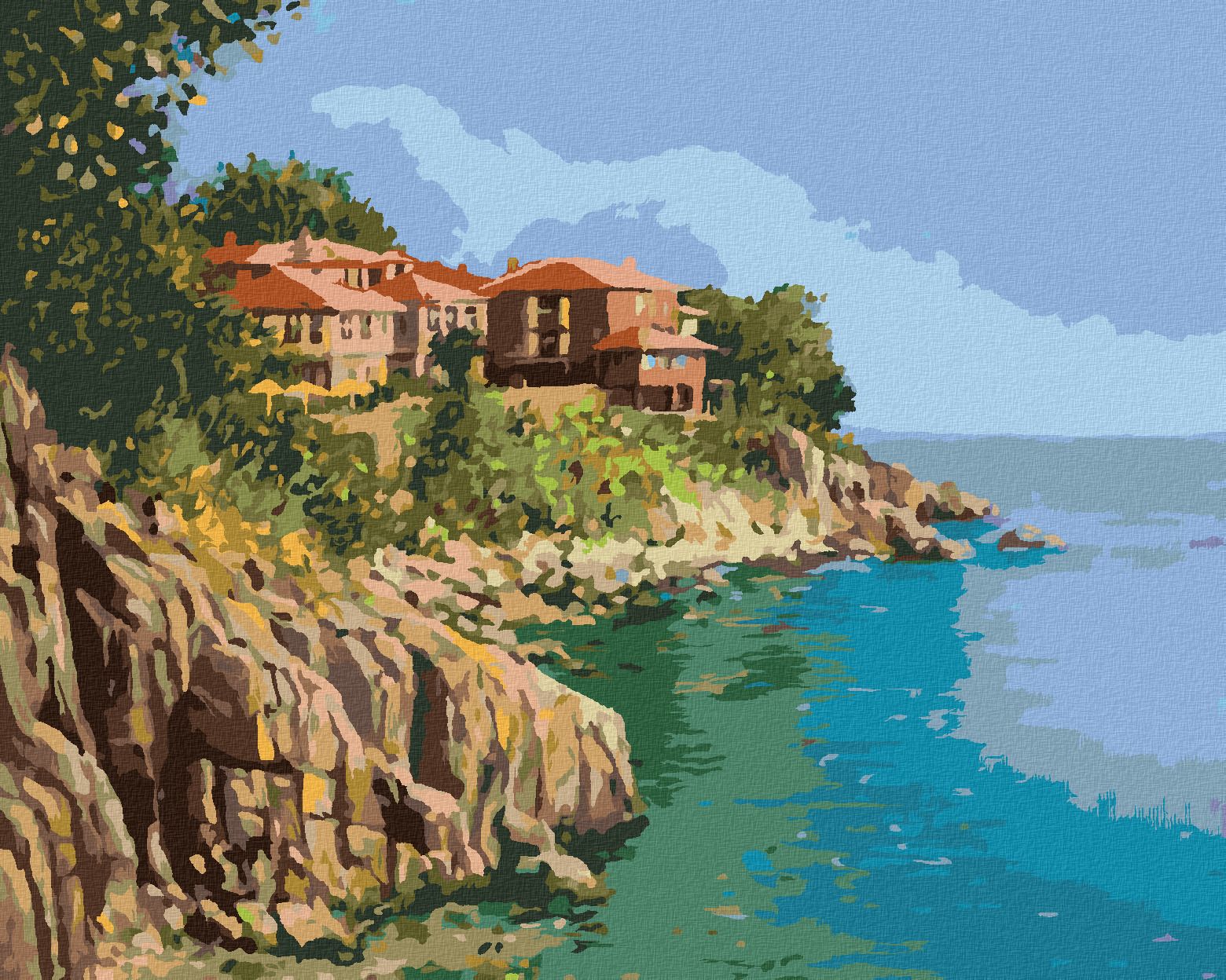 zuty Malování podle čísel - POBŘEŽÍ V BULHARSKU - Rozměr: 40x50 cm, Rámování: Varianta: bez rámu a bez vypnutí plátna - obrázek 1
