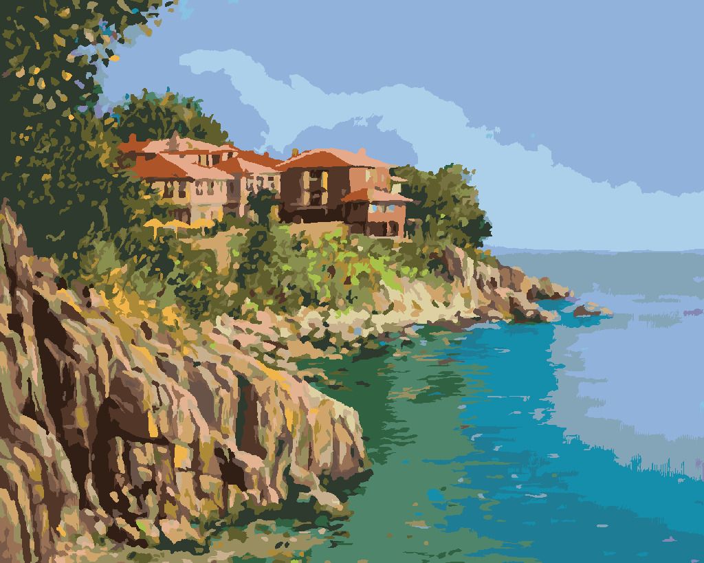 zuty Malování podle čísel - POBŘEŽÍ V BULHARSKU - Rozměr: 40x50 cm, Rámování: Varianta: bez rámu a bez vypnutí plátna - obrázek 3