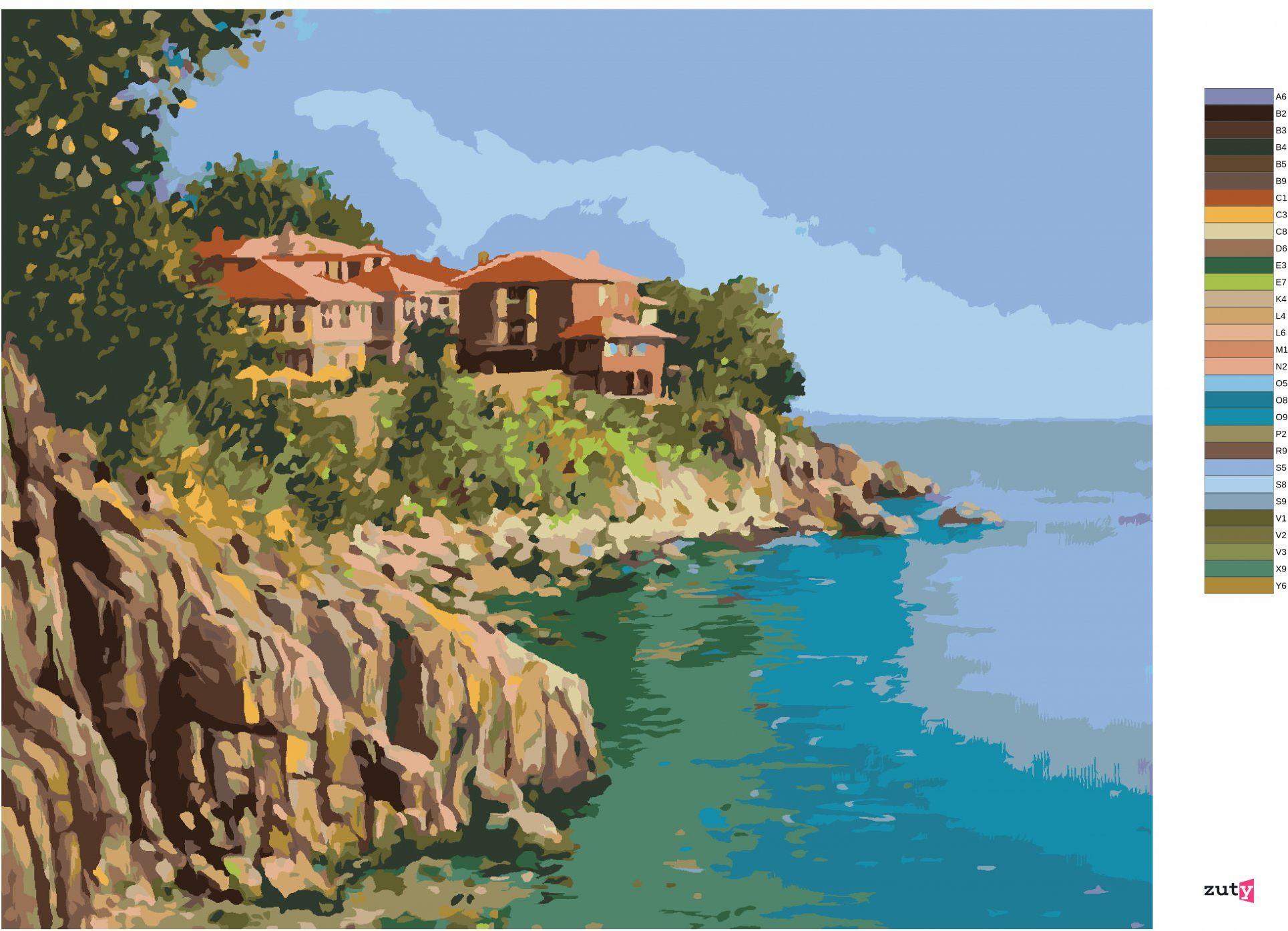 zuty Malování podle čísel - POBŘEŽÍ V BULHARSKU - Rozměr: 40x50 cm, Rámování: Varianta: bez rámu a bez vypnutí plátna - obrázek 6
